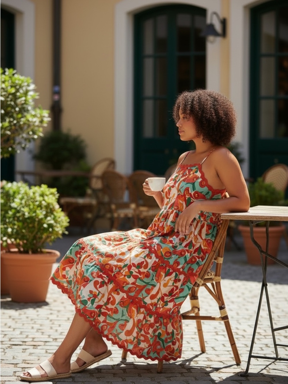 NWT She + Sky Abstract Floral Midi Dress